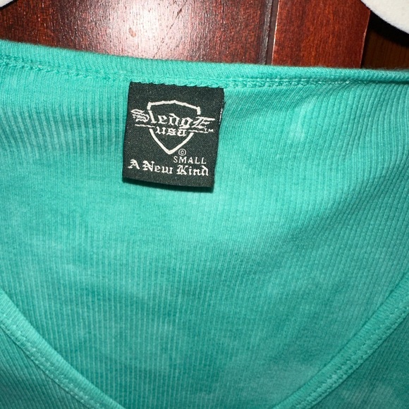 Punk goth y2k edgy emo rhinestone ribbed v-neck long sleeve top - Picture 3 of 6